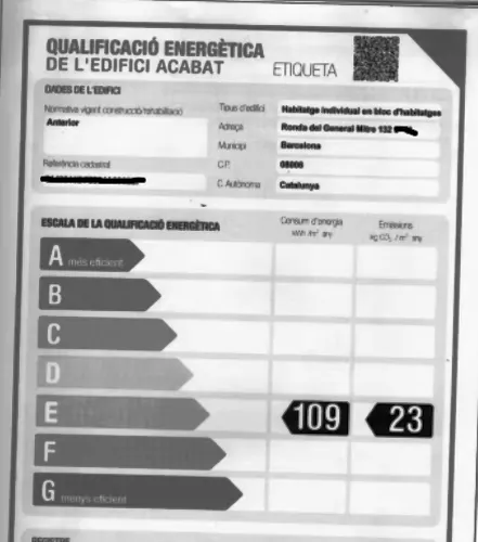 Foto de certificado energético en un piso en alquiler