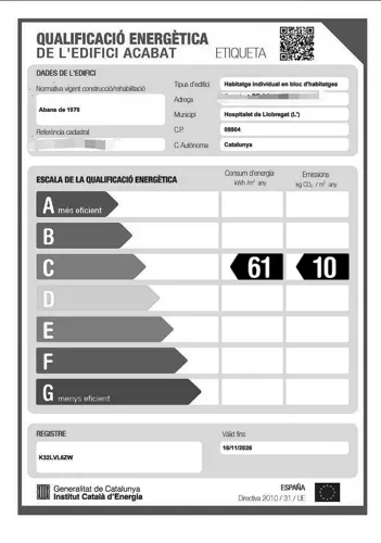 Foto de certificado energético en un piso en alquiler