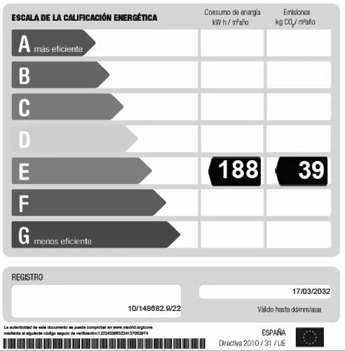 Foto de certificado energético en un piso en alquiler