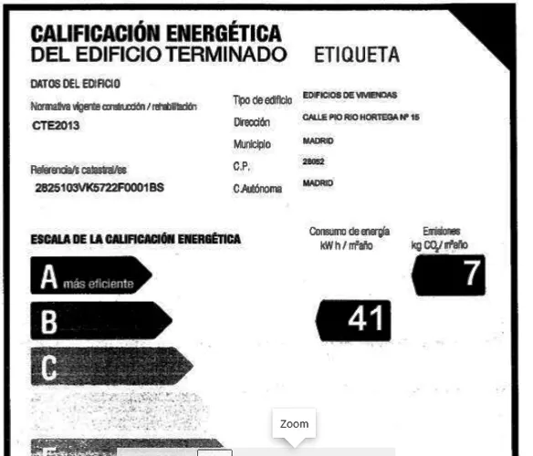Foto de certificado energético en un piso en alquiler