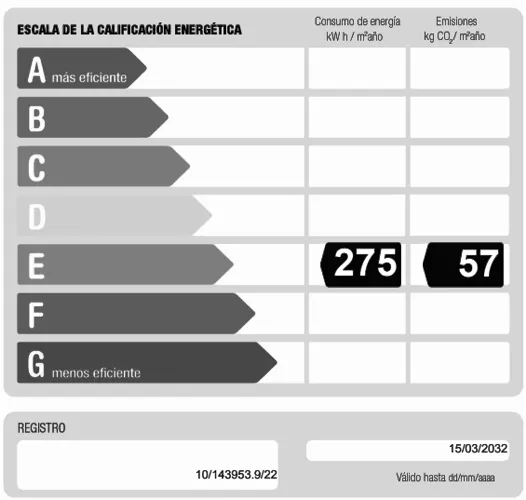Foto de certificado energético en un piso en alquiler