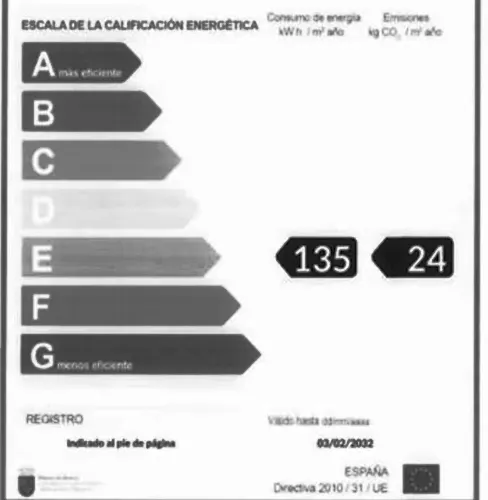 Foto de certificado energético en un piso en alquiler