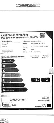Foto de certificado energético en un piso en alquiler
