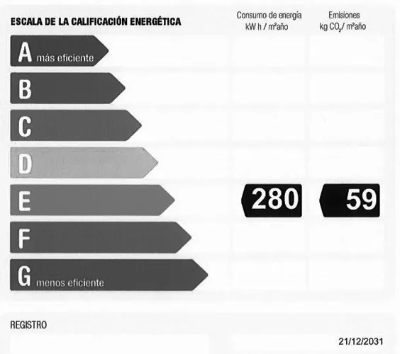 Foto de certificado energético en un piso en alquiler
