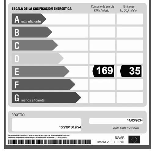Foto de certificado energético en un piso en alquiler